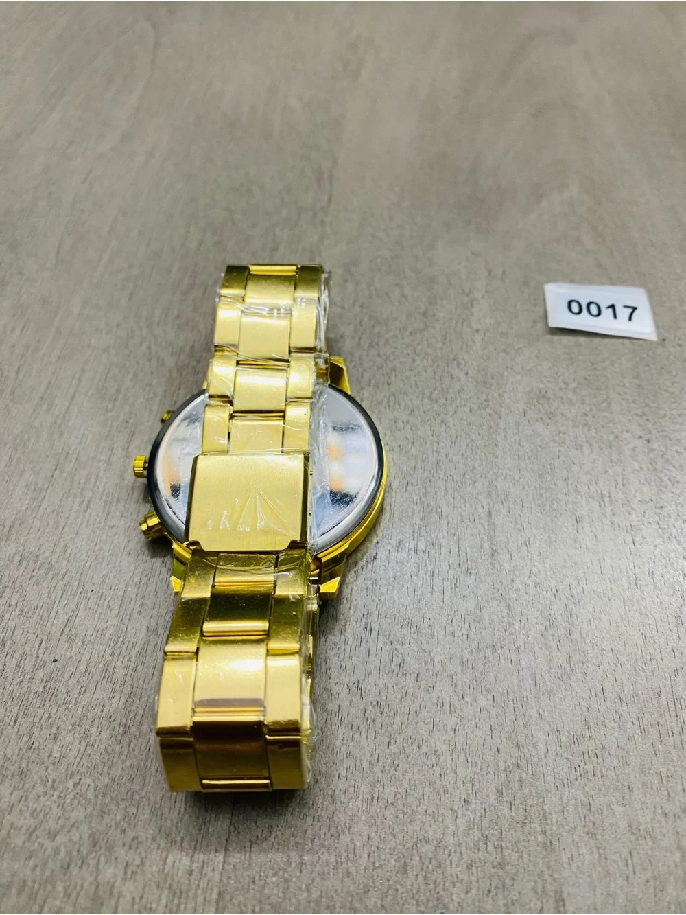 Gold Men's Chronograph Watch with Black Dial